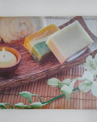Tela stampata a tema relax, candele