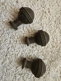 3 antichi pomelli bronzo/ottone