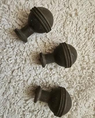 3 antichi pomelli bronzo/ottone