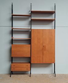Libreria cielo terra anni 60 in teak da centro 