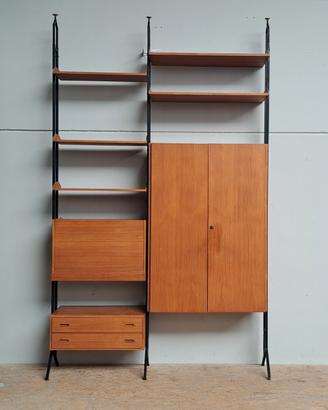 Libreria cielo terra anni 60 in teak da centro 