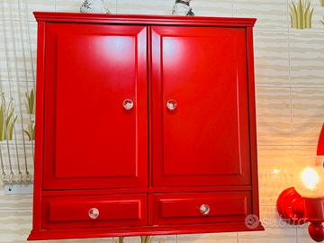 Set arredo bagno in legno rosso - vintage e shabby