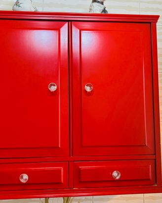 Set arredo bagno in legno rosso - vintage e shabby