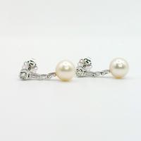 Orecchini oro 18kt perle mm 8.5  diamanti ct. 0.80