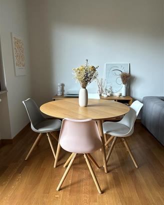 Tavolo rotondo 120cm in rovere con 4 sedie