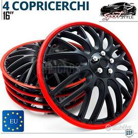 Copricerchi da 16 Coppette Sportive Nere Rosso
