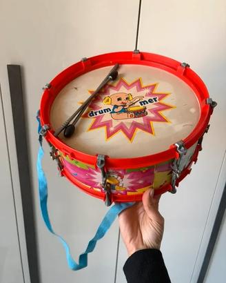  Tamburo giocattolo per bambini con bacchette e tr