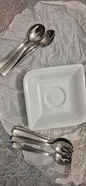 set per il caffè - 6 piattini e 12 cucchiaini 