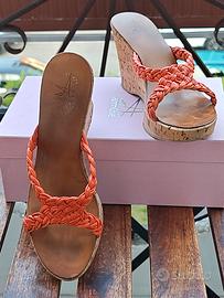 ciabatte con zeppa arancioni