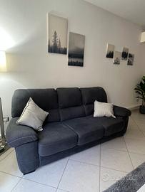 Divano 3 posti in tessuto grigio scuro