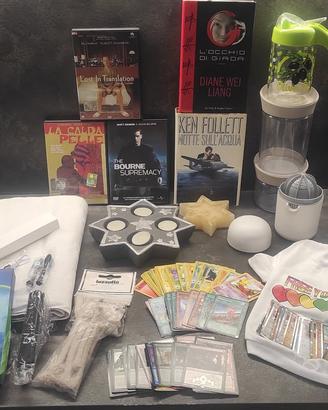 Lotto di film, carte pokemon magic libri, oggetti 