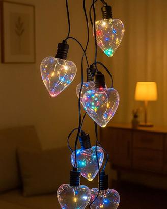 Catena Luminosa LED Cuori – Solare da Esterno/Inte