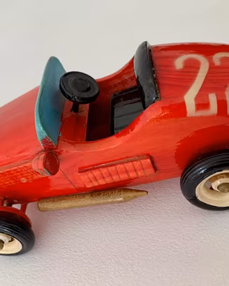 Auto Corsa Legno Germania Anni 80 Vintage car 25cm