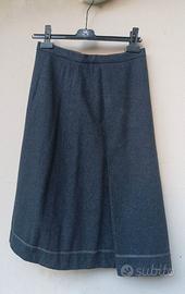 Gonna Longuette Vintage in panno di lana grigio