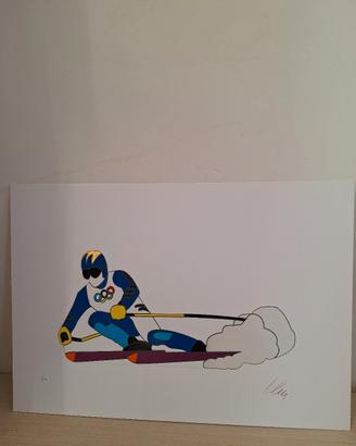 marco lodola, serigrafia materica su cartoncino 