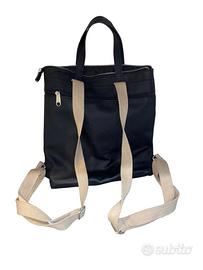 Zaino Borsa Donna 2 in 1 Nero Beige - Tracolla