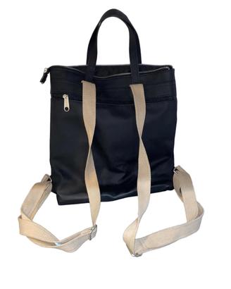 Zaino Borsa Donna 2 in 1 Nero Beige - Tracolla