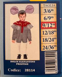 vestito di carnevale elefantino taglia 9/12 mesi 