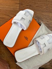 Sandali Oran Hermés in vitello Bianco