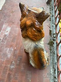 Statua cane Collie Lassie in ceramica