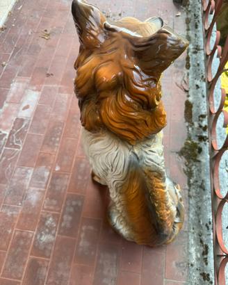 Statua cane Collie Lassie in ceramica