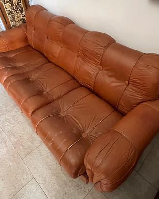 Divano letto in pelle vintage anni 70
