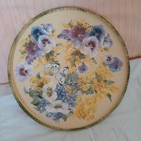 vassoio legno lavorato a decoupage 