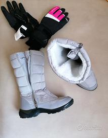 Scarponi neve bambina 36 + guanti neve – 8/10 anni