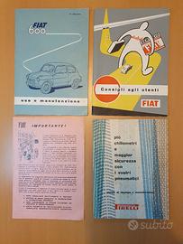 Fiat 600 manuali 1958 originali d'epoca 3 pz