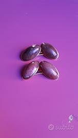 Antichi gemelli in oro 14k e quarzo rosa