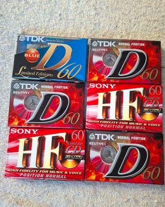 Lotto di 6 audiocassette vergini Sony TDK 