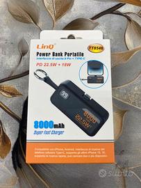 Power bank portatile 8000 mah 22.5W USB-C+Lightnin