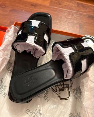 sandali ciabatte hermes donna taglia 39 nero