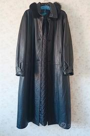 Cappotto lungo nero artigianale "Firenze Pelle".