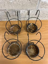 Portavasi (4) da Ringhiera in Metallo Nero – D.15c