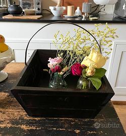 Cesto portafrutta in legno fatto a mano