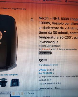Friggitrice Necchi ad Aria nuova imballata al 50%