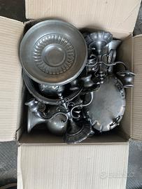 oggetti in peltro candelabri vassoi servizio the