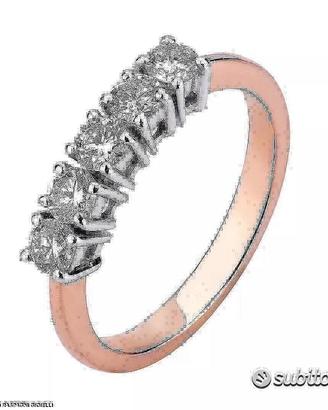 ANELLO FEDINA ORO BIANCO E ROSA 18kt. CON DIAMANTI
