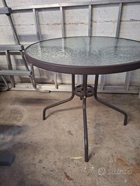tavolo rotondo con vetro 80x80x70