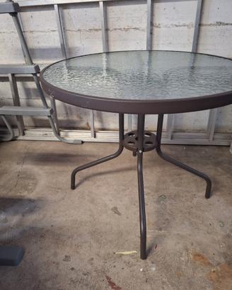 tavolo rotondo con vetro 80x80x70
