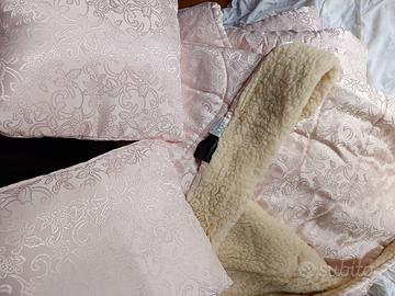 piumone matrimoniale rosa in lana merinos