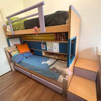 Letto a castello 3 posti in legno