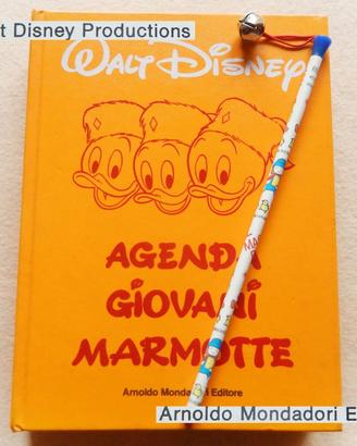 Vintage 1977 Agenda Giovani Marmotte Disney NUOVA