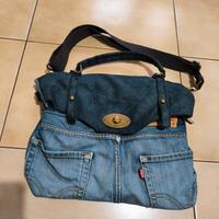 Borsa/cartella in vera pelle(nera)e jeans Levi's 