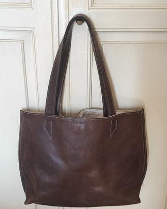 Hogan borsa tote marrone vera pelle