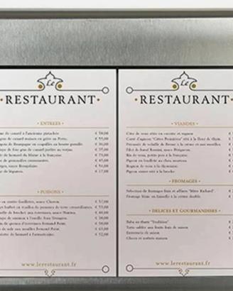 Espositore Porta menu Acciaio inox 2 Fogli A4