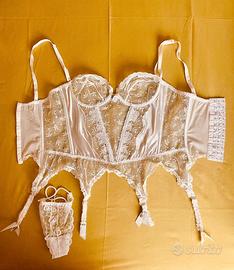 Bustier bianco in seta + perizoma