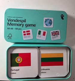 Gioco Memory bandiere del mondo in scatola metallo