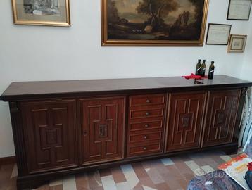 MOBILE SALA + VETRINA IN LEGNO NOCE